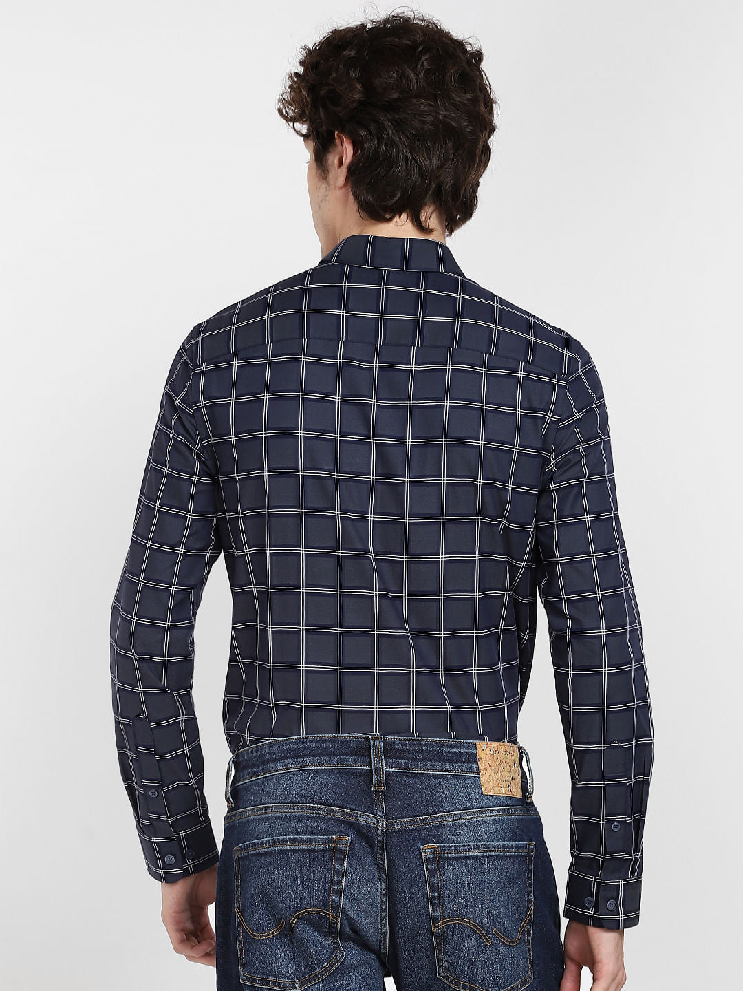 Dark Blue Check Full Sleeves Shirt