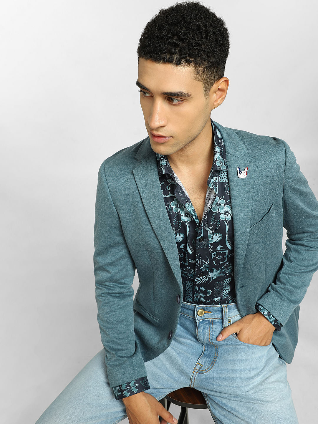 Blue All Over Print Full Sleeves Shirt