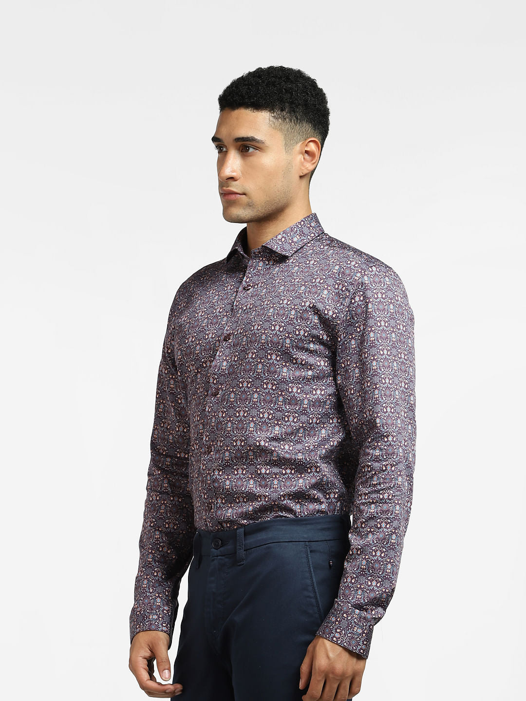 Purple All Over Print Full Sleeves Shirt