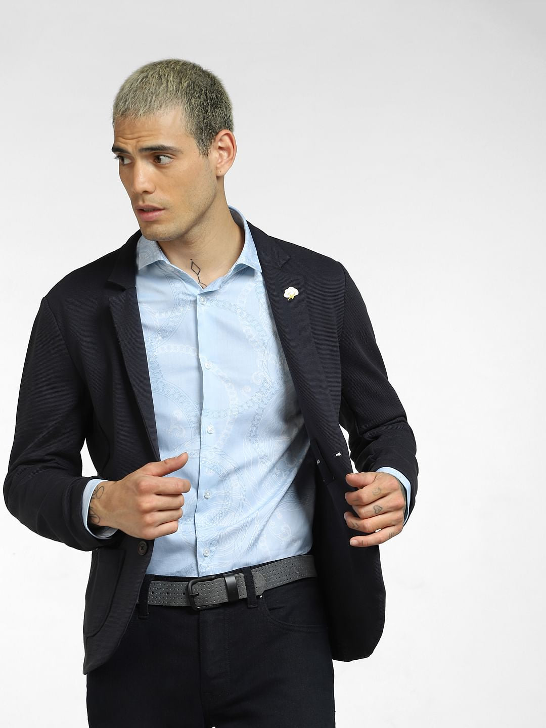 Blue All Over Print Full Sleeves Shirt