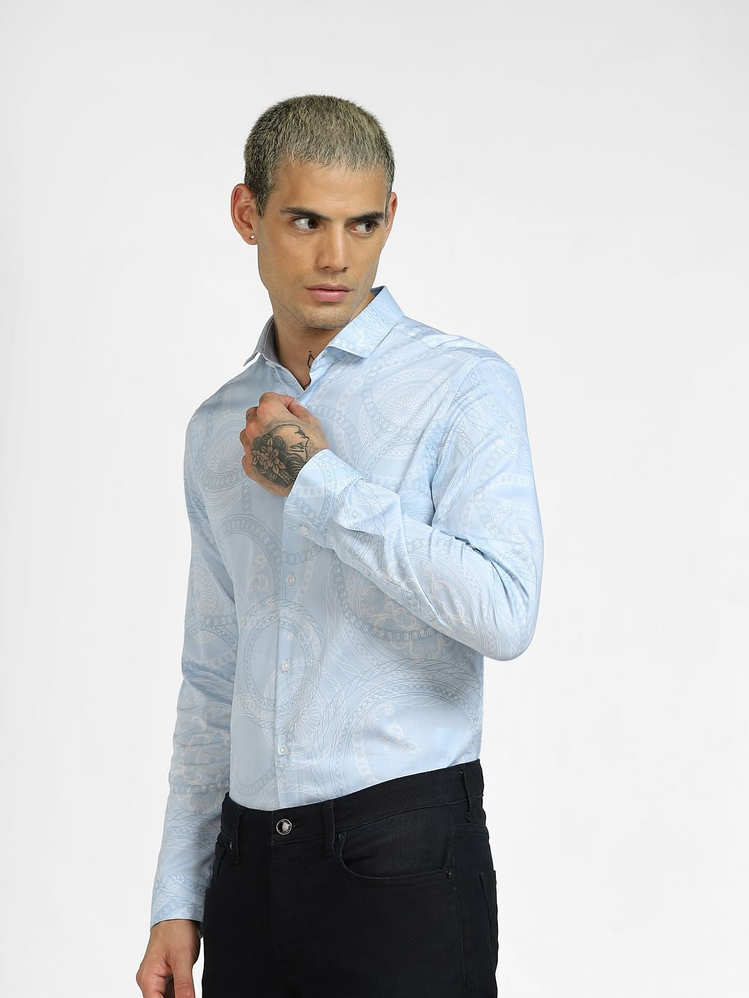 Blue All Over Print Full Sleeves Shirt