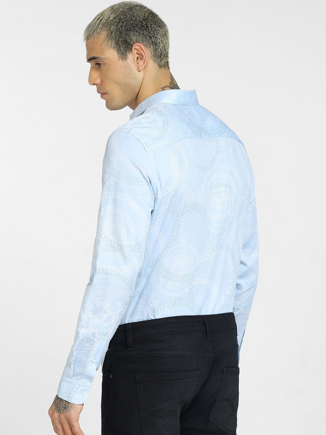 Blue All Over Print Full Sleeves Shirt