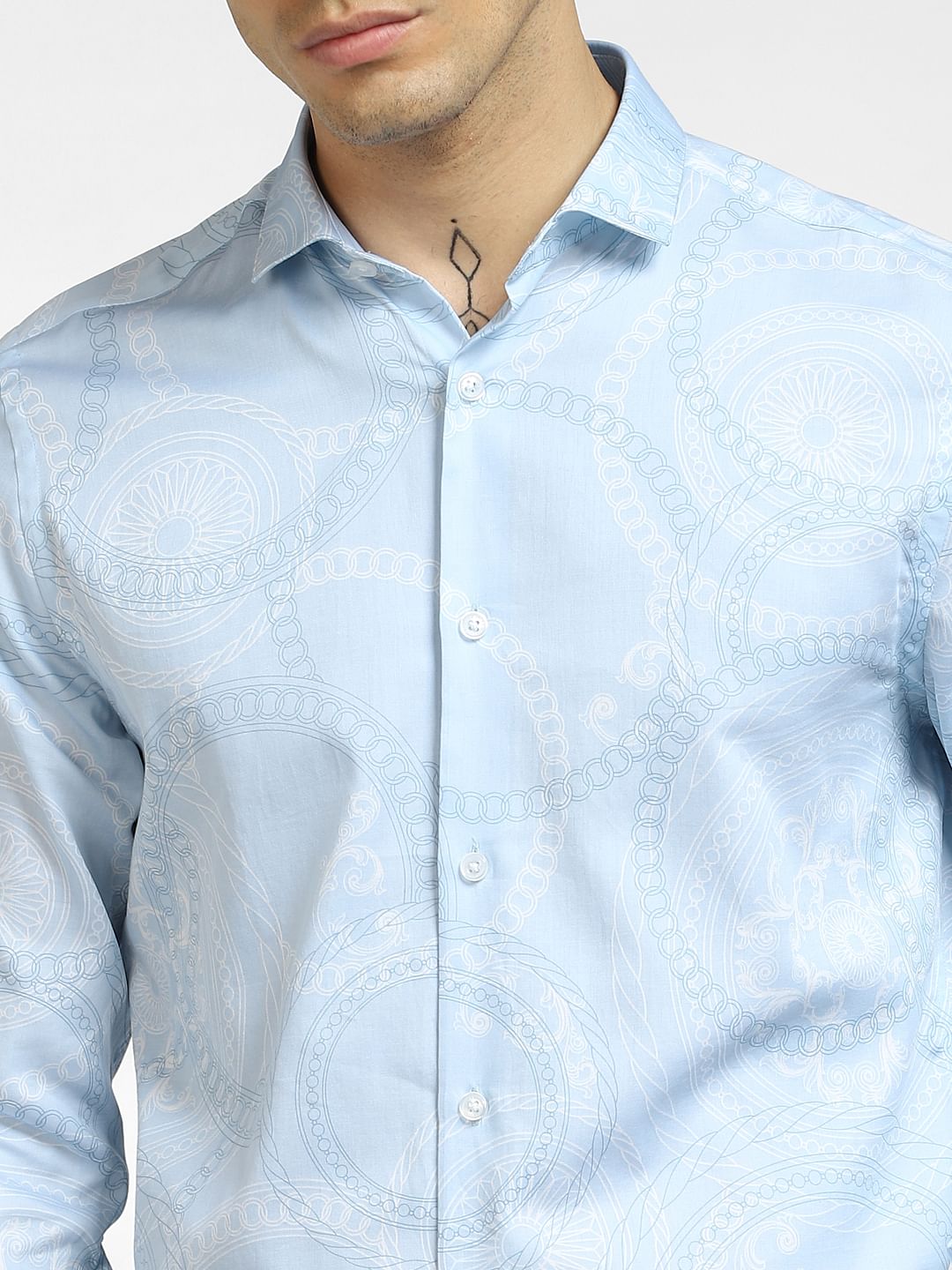 Blue All Over Print Full Sleeves Shirt