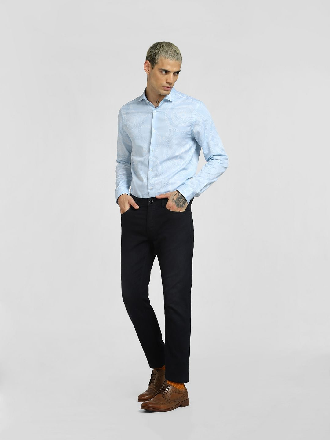 Blue All Over Print Full Sleeves Shirt