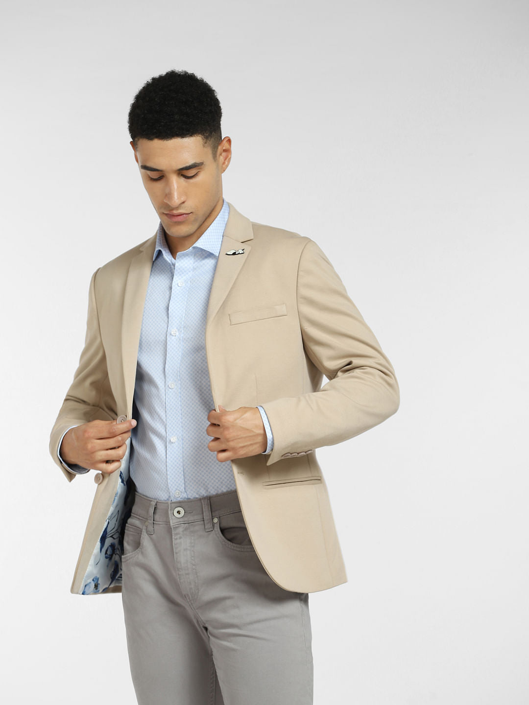 Light Blue Printed Full Sleeves Shirt