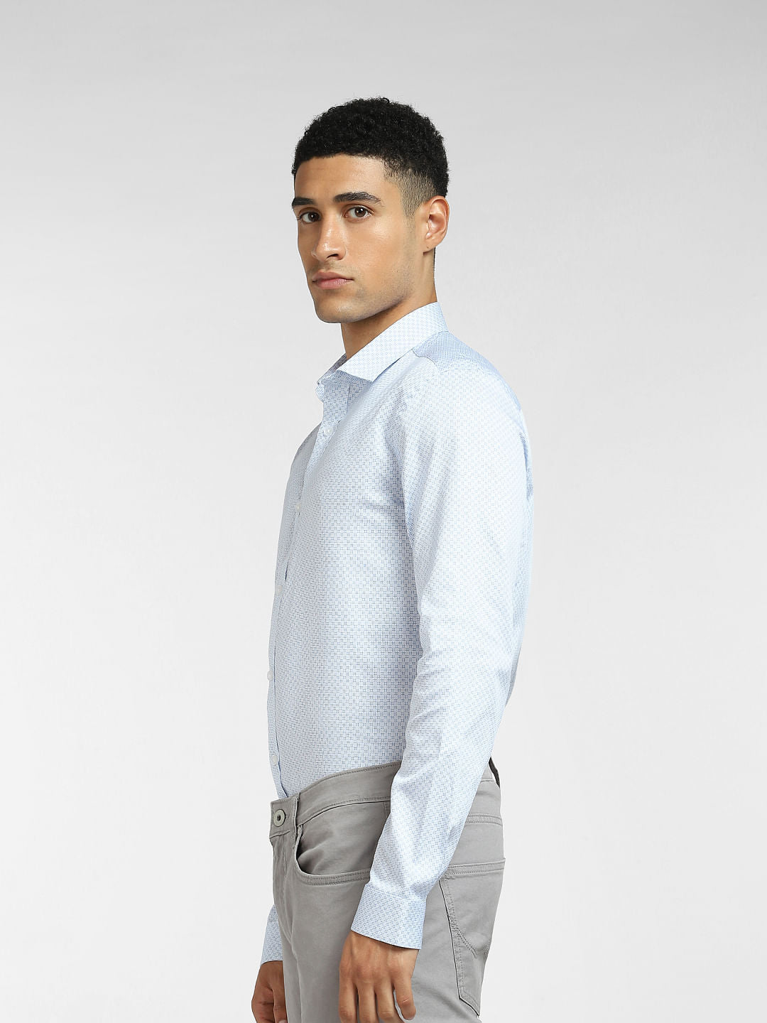 Light Blue Printed Full Sleeves Shirt