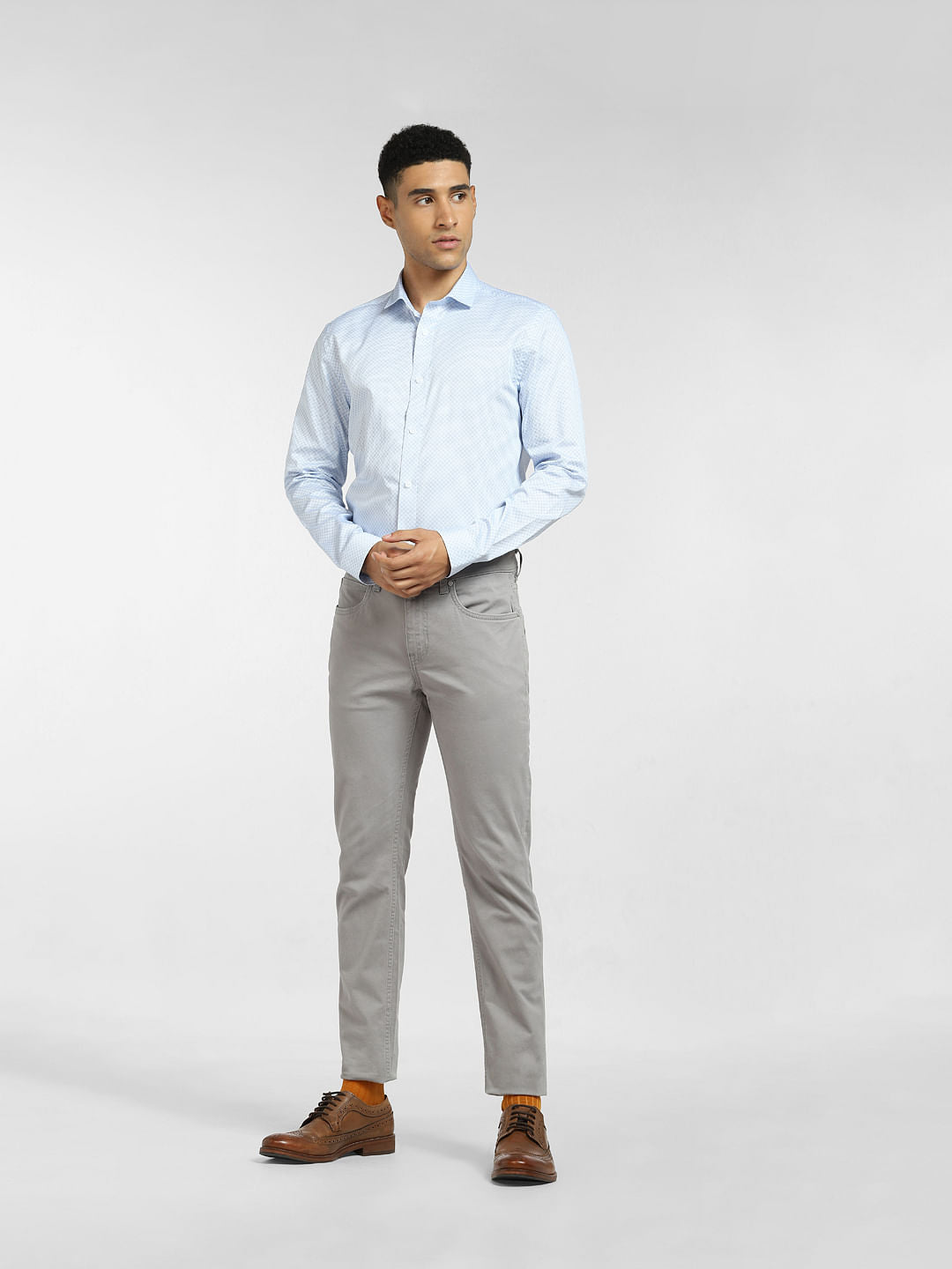 Light Blue Printed Full Sleeves Shirt