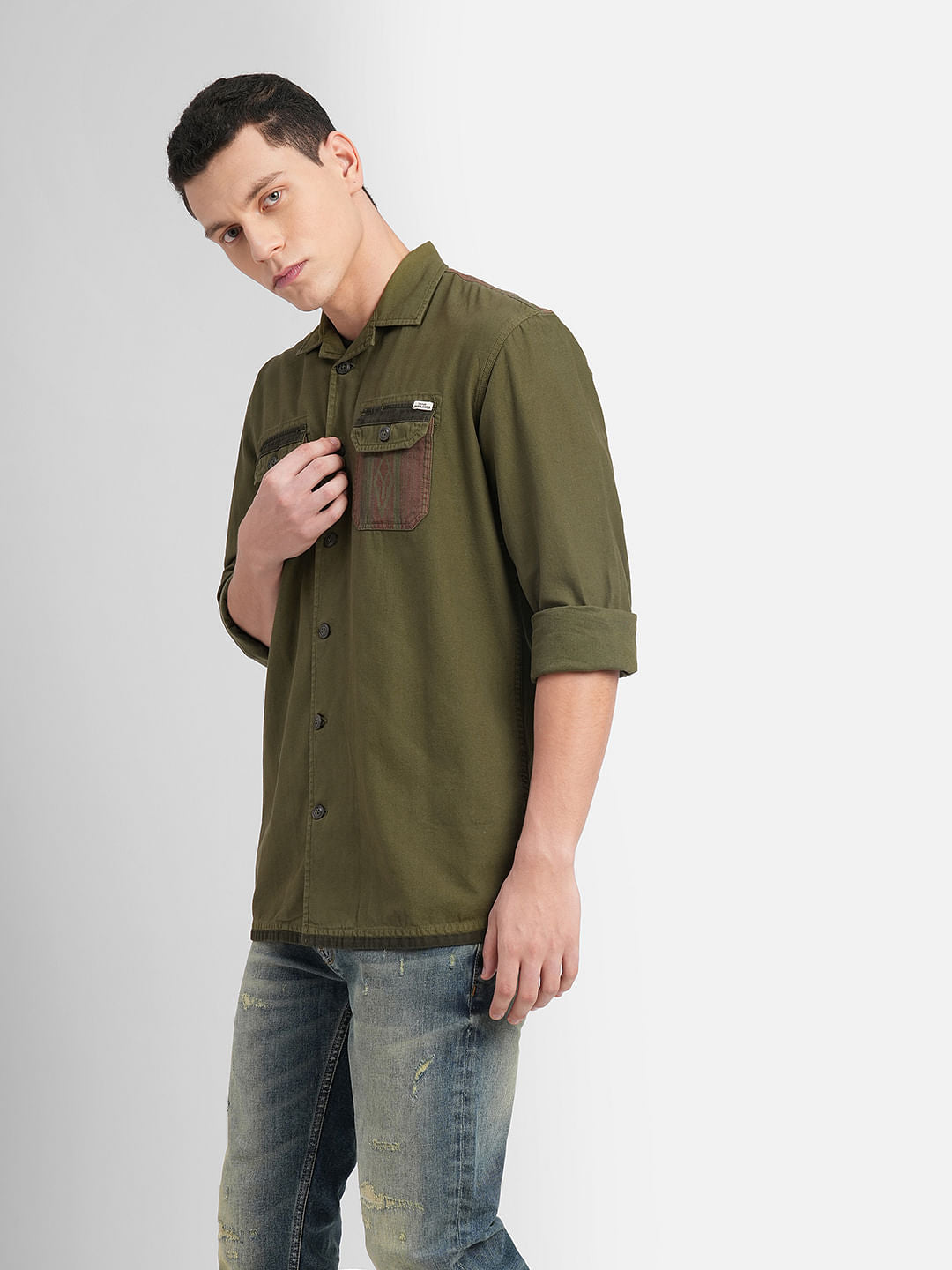 Green Washed Full Sleeves Shirt