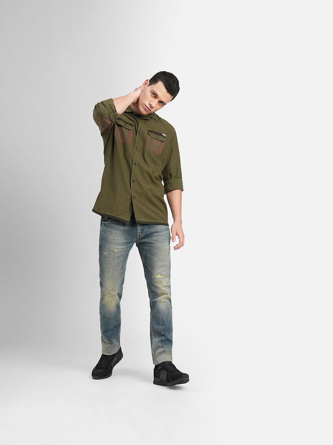 Green Washed Full Sleeves Shirt