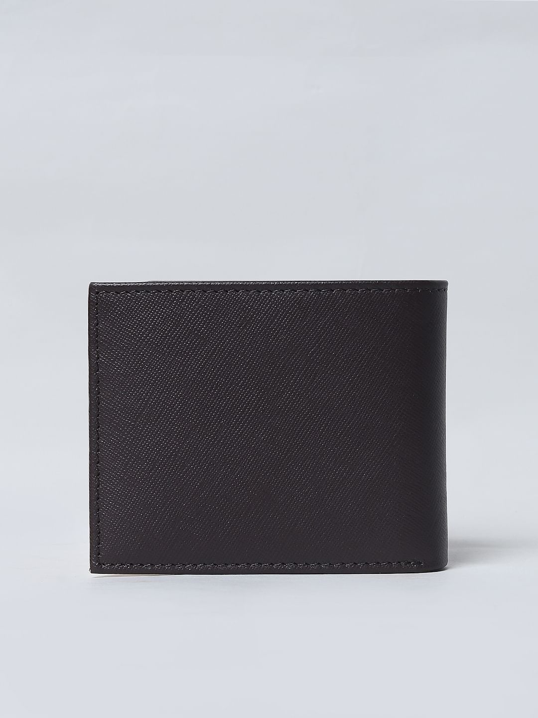 Brown Colourblocked Leather Wallet