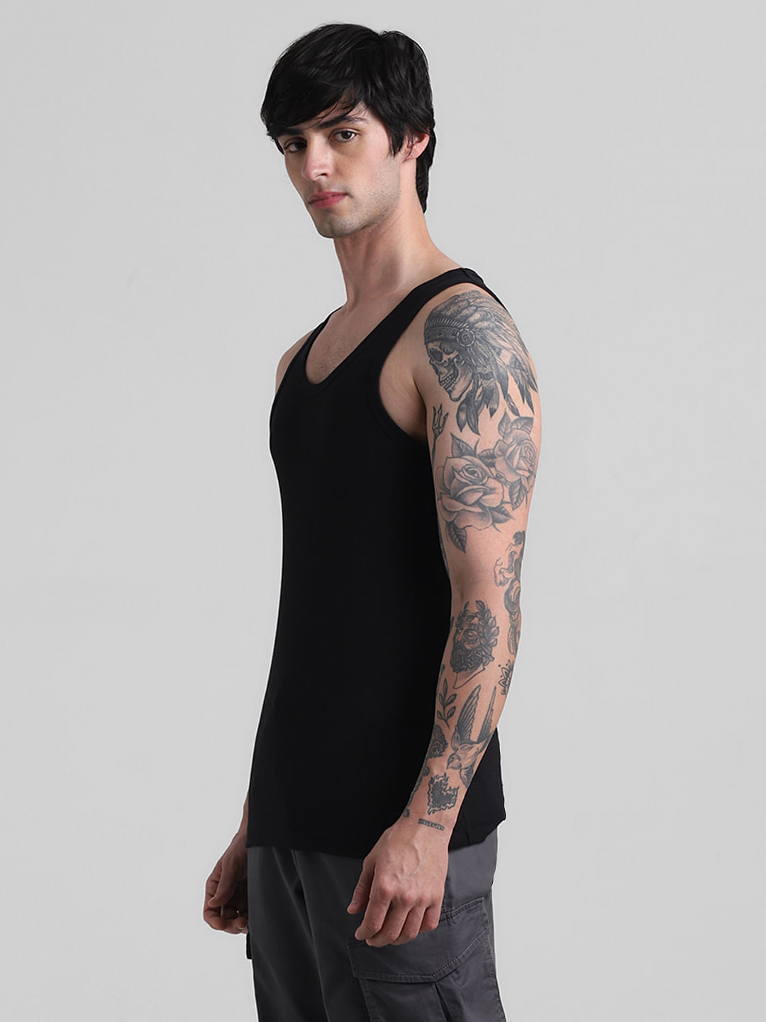 Black Crew Neck Vest
