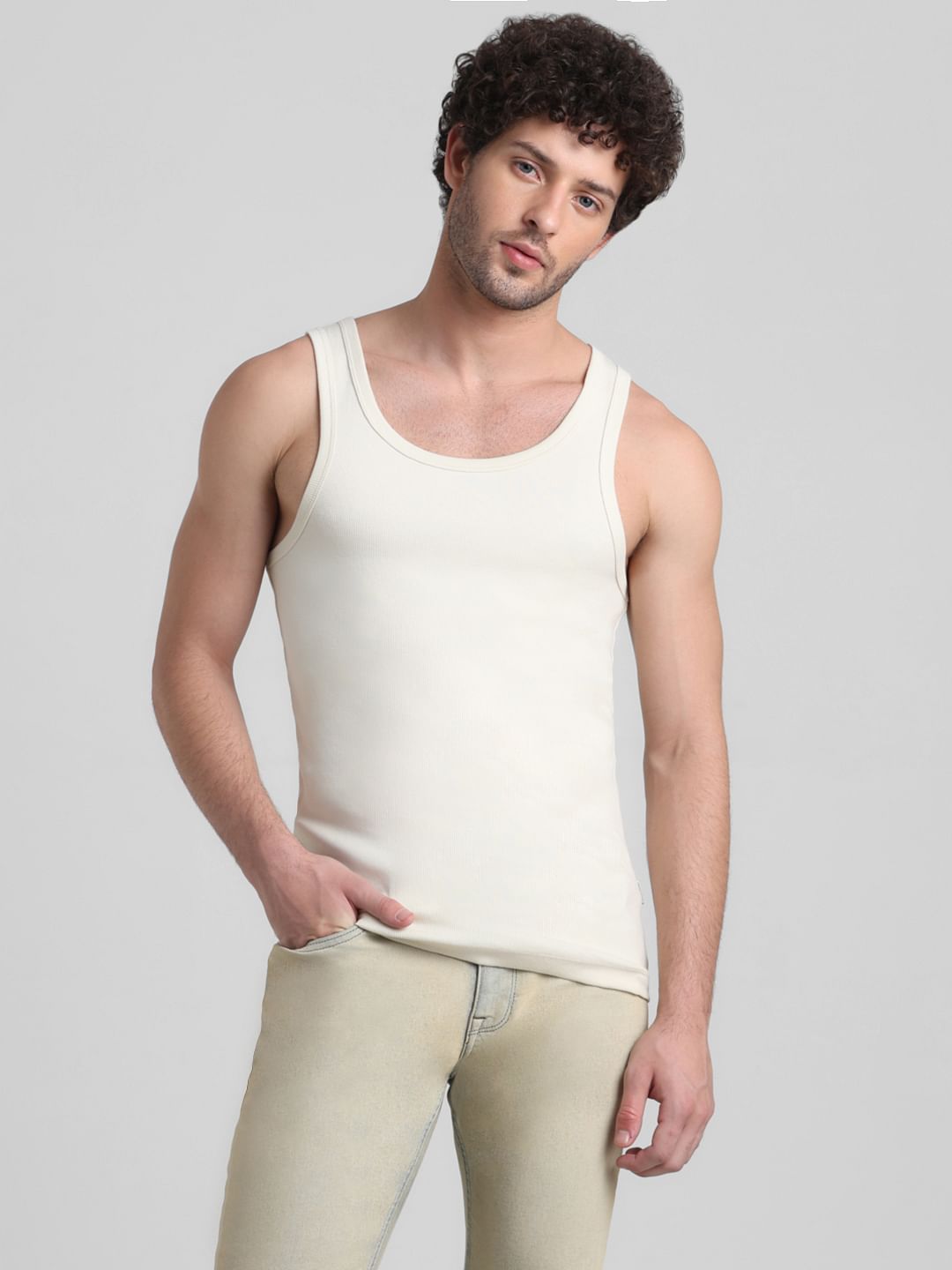 White Crew Neck Fashion Vest