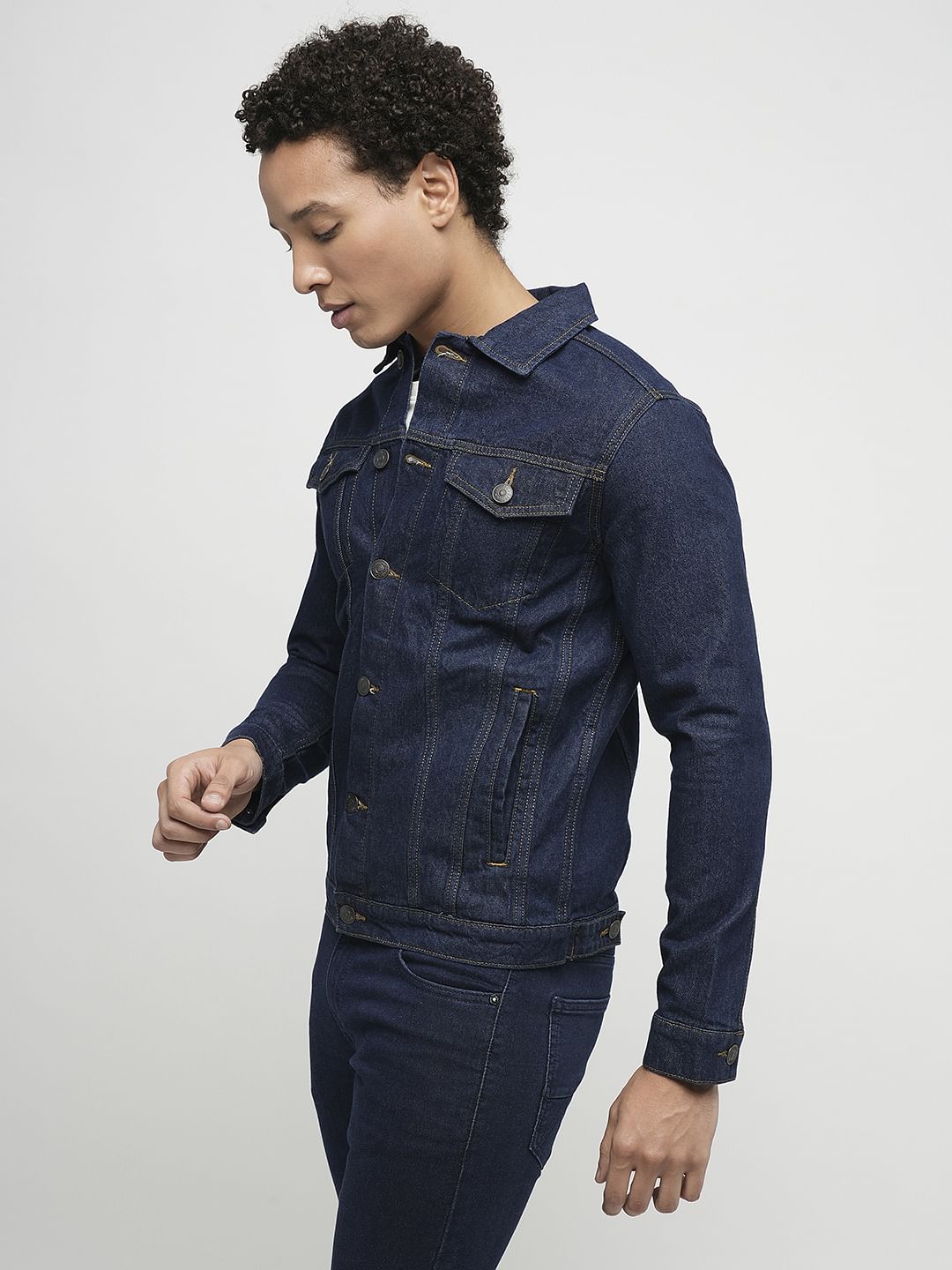 PRODUKT by JACK&JONES Dark Blue Trucker Denim Jacket