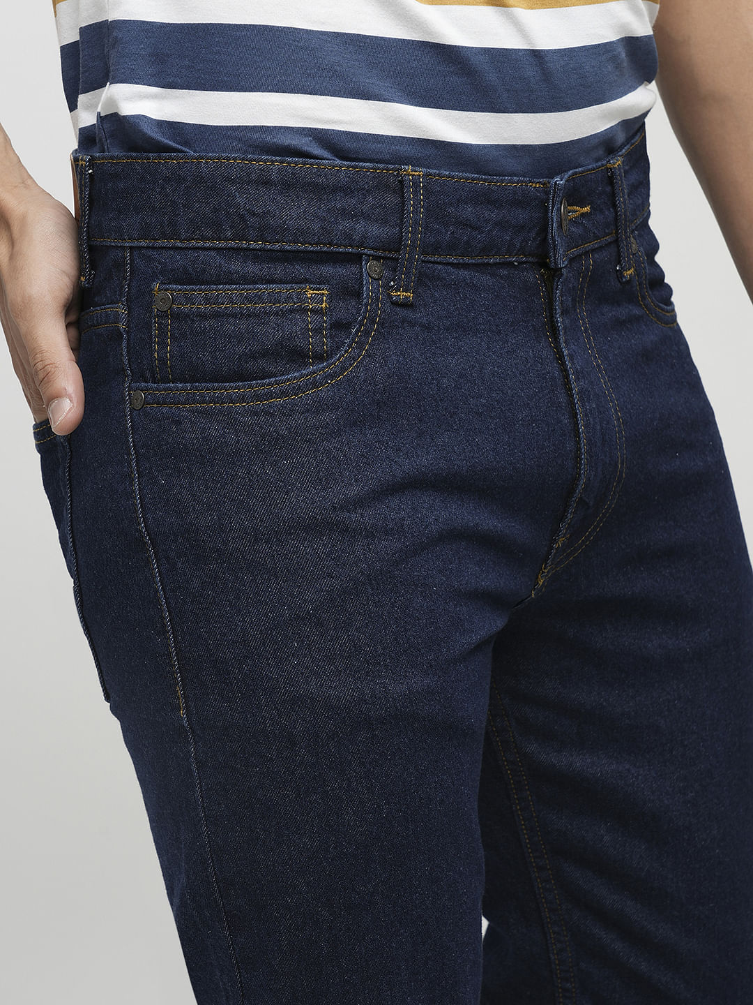 PRODUKT by JACK&JONES Dark Blue Mid Rise Regular Fit Jeans