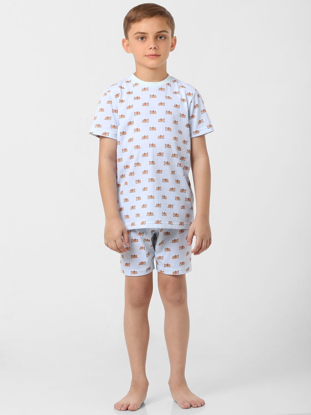 Boys Blue T-shirt & Shorts Sleepwear Set
