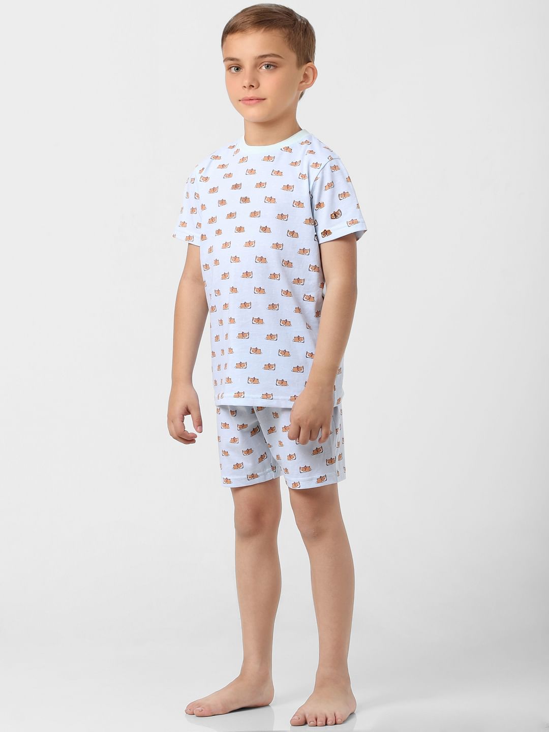 Boys Blue T-shirt & Shorts Sleepwear Set