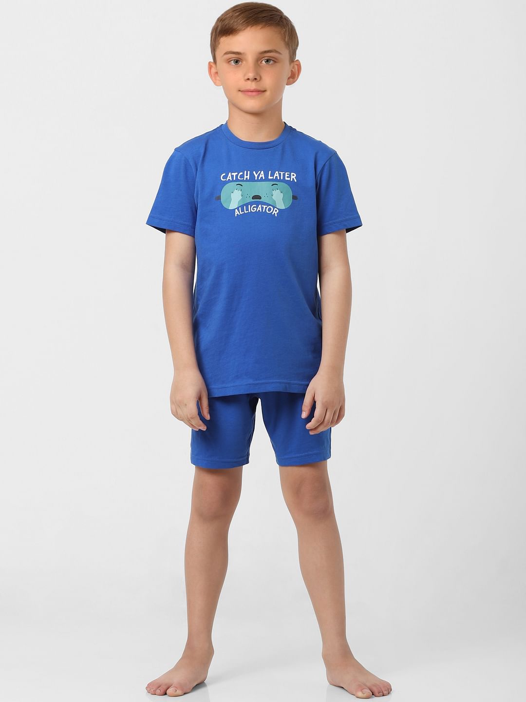 Boys Blue T-shirt & Shorts Sleepwear Set
