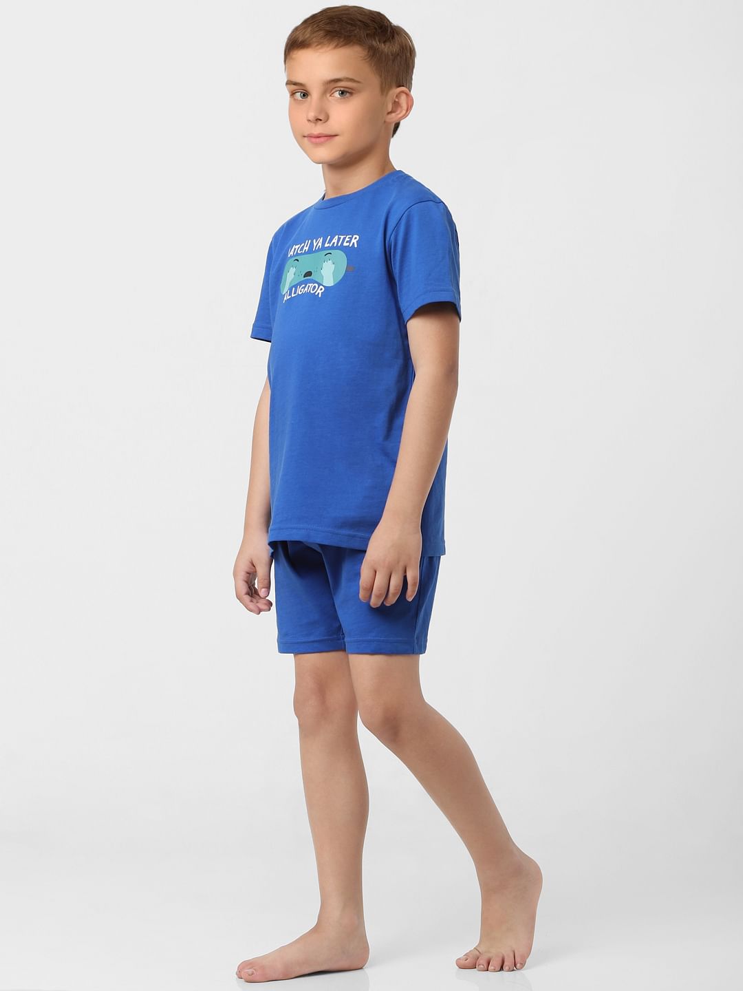 Boys Blue T-shirt & Shorts Sleepwear Set