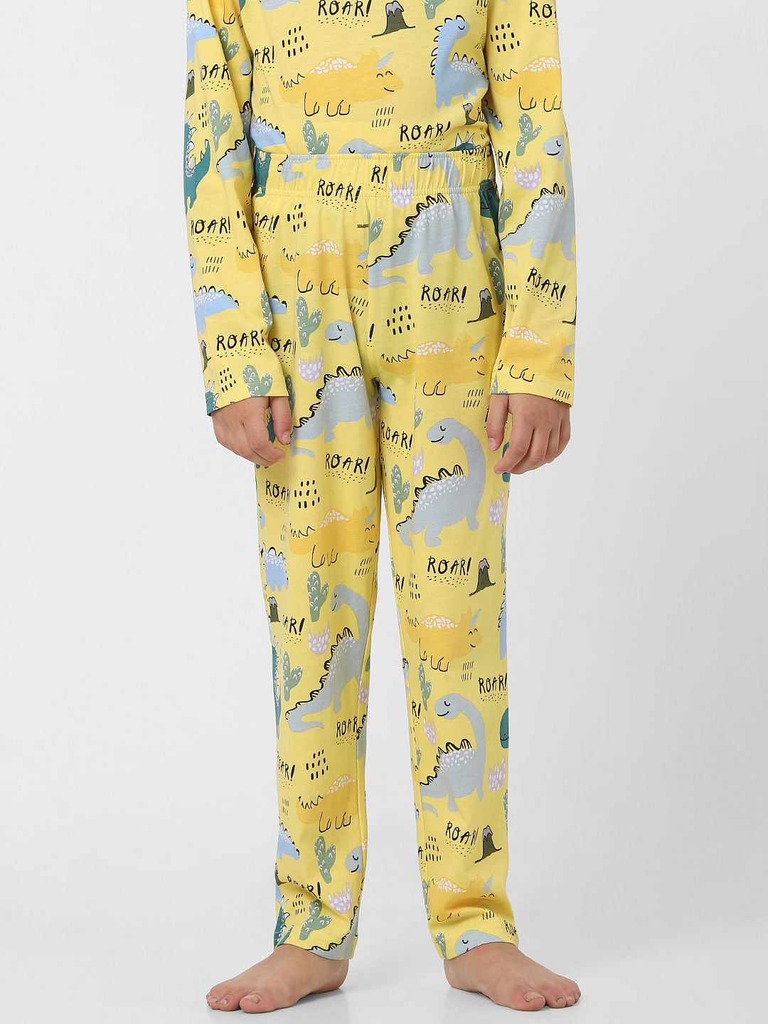 Boys Yellow Printed Sleepwear Set
