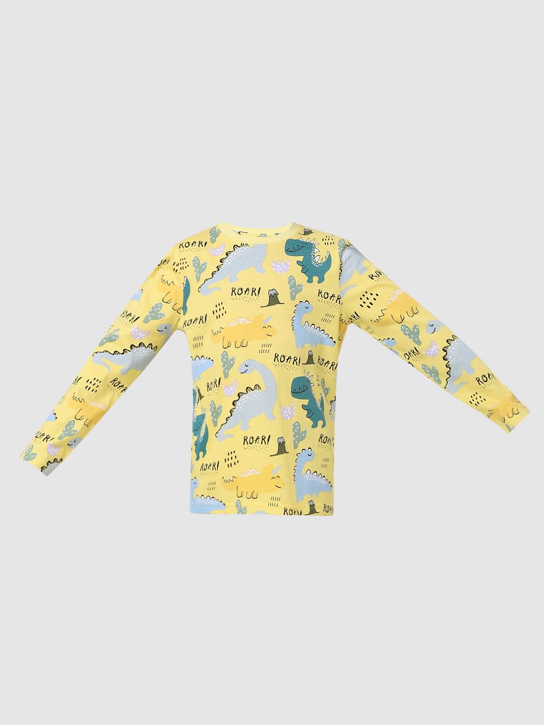 Boys Yellow Printed Sleepwear Set