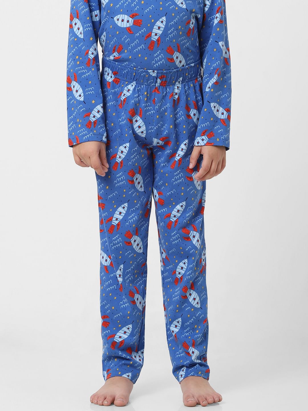 Boys Blue Printed T-shirt & Pyjama Sleepwear Set