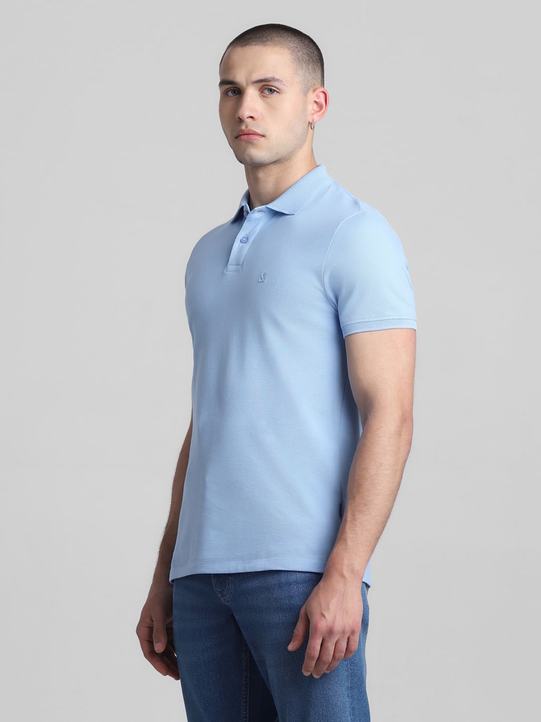 Blue Cotton Polo T-shirt