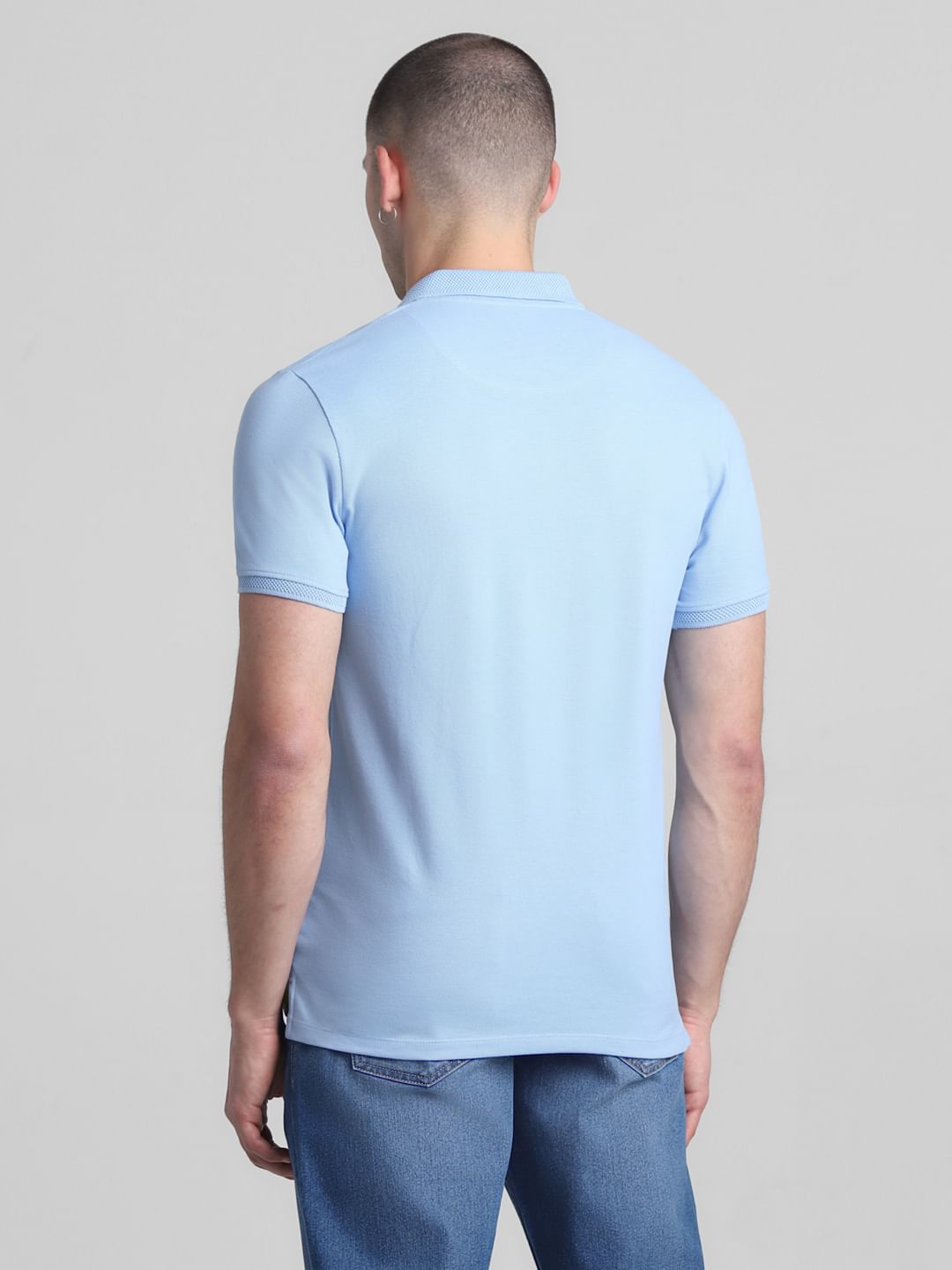 Blue Cotton Polo T-shirt