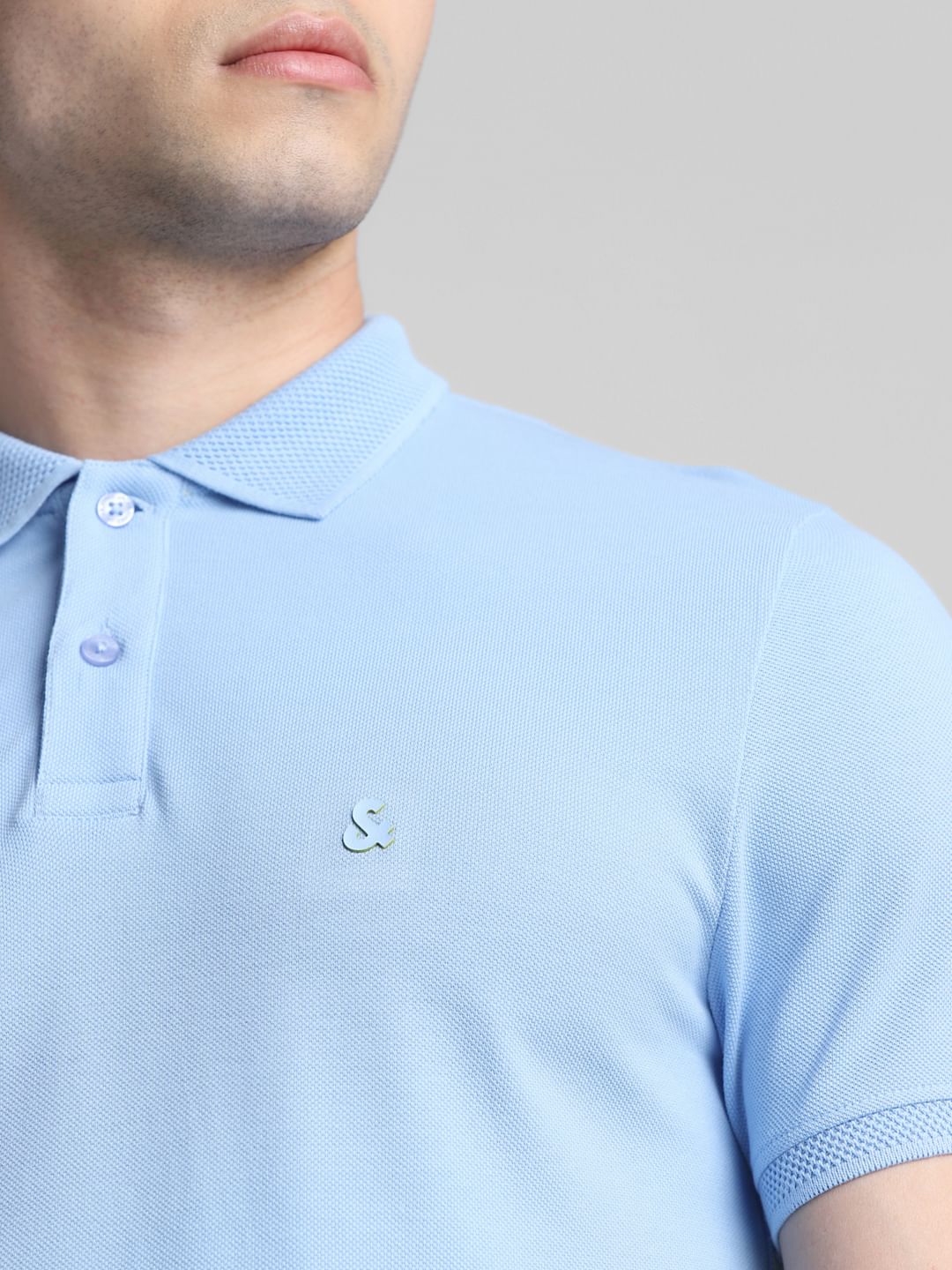 Blue Cotton Polo T-shirt