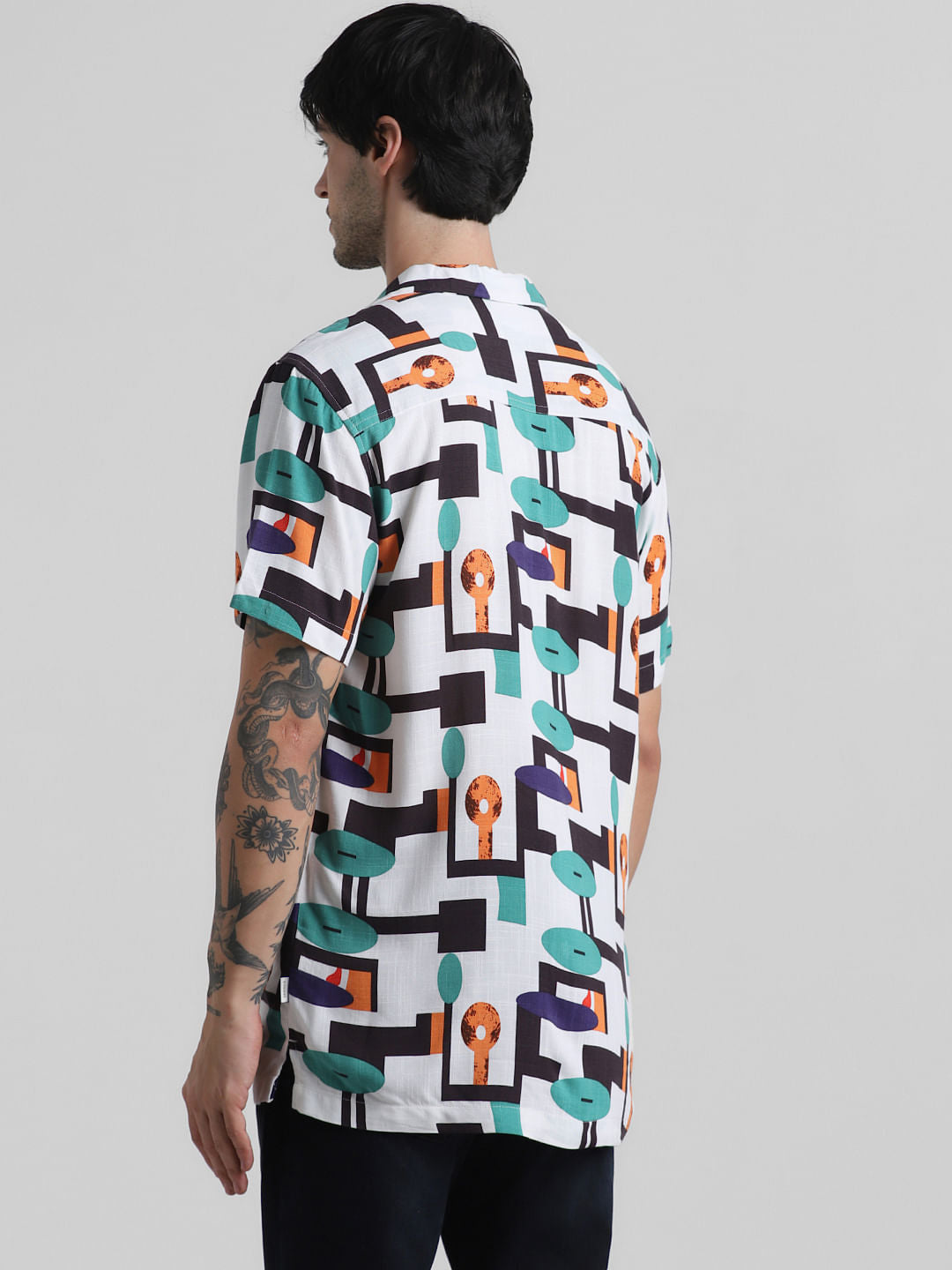 Green Printed Short Sleeves Shirt