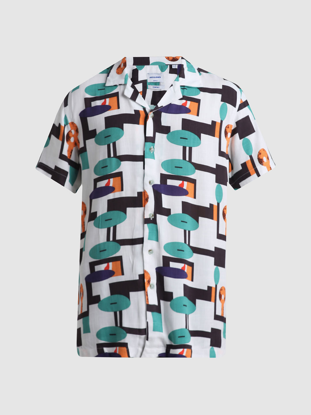 Green Printed Short Sleeves Shirt