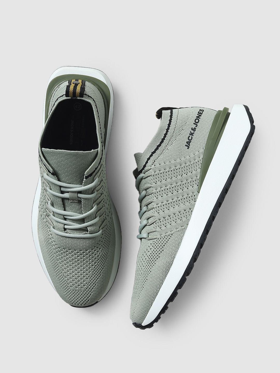 Light Green Textured Mesh Sneakers