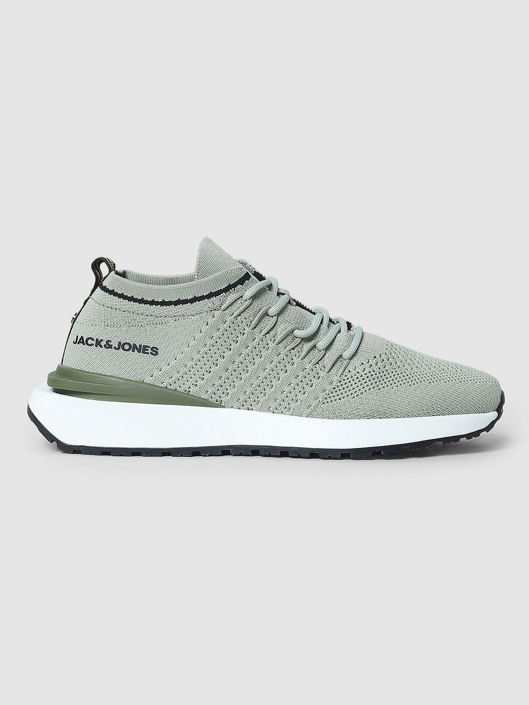 Light Green Textured Mesh Sneakers