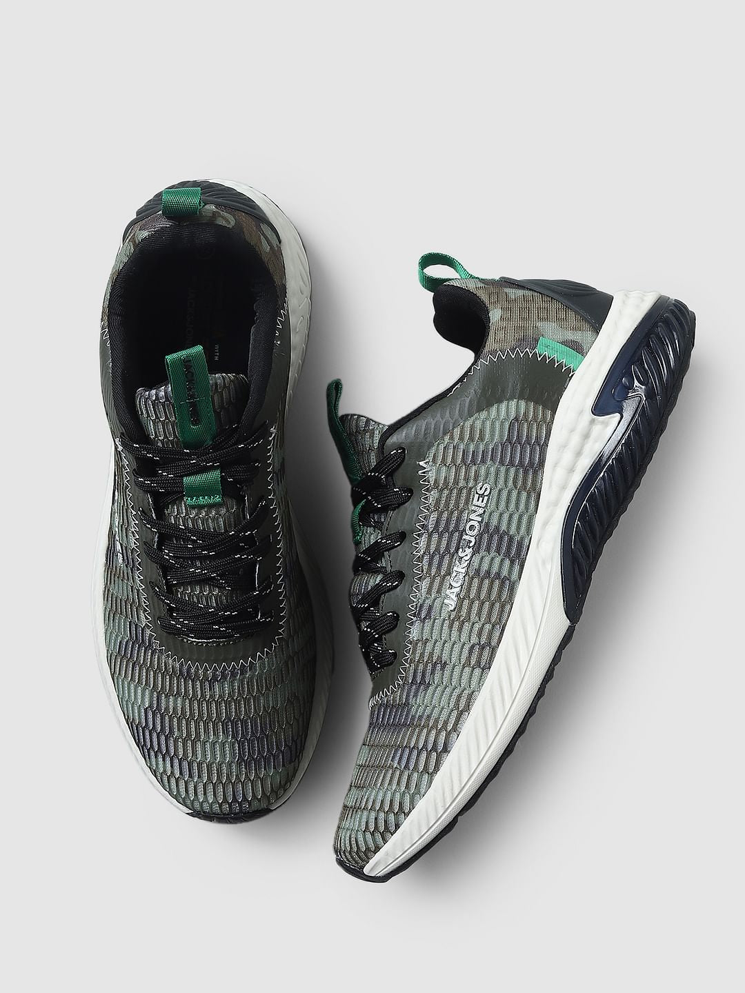 Green Camo Print Mesh Sneakers