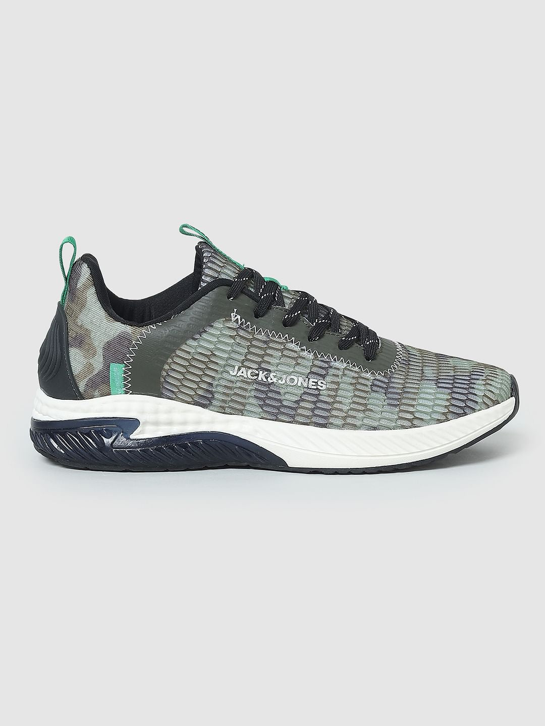 Green Camo Print Mesh Sneakers
