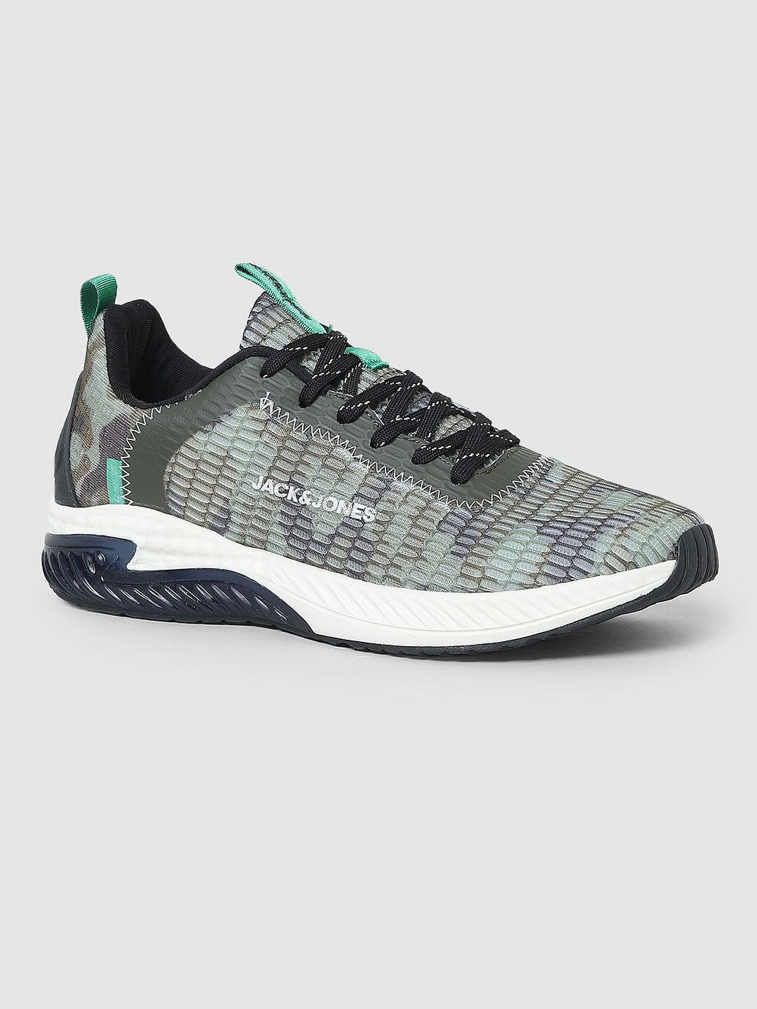 Green Camo Print Mesh Sneakers