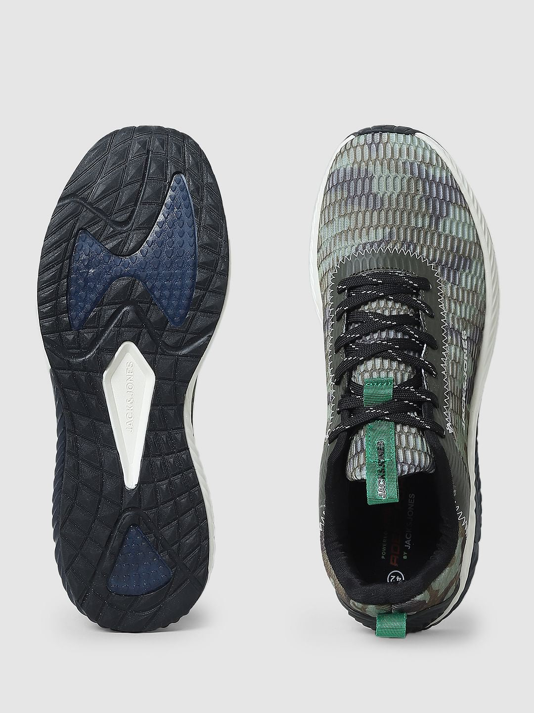 Green Camo Print Mesh Sneakers