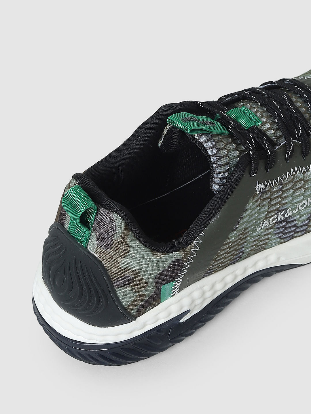 Green Camo Print Mesh Sneakers