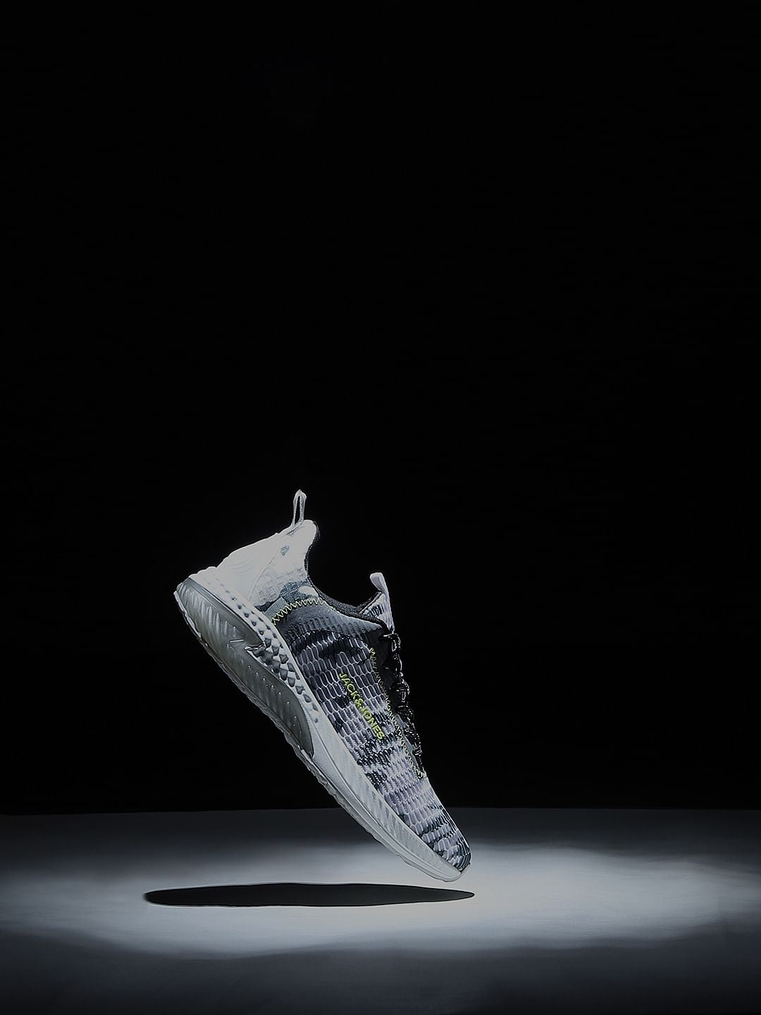 White Camo Print Mesh Sneakers