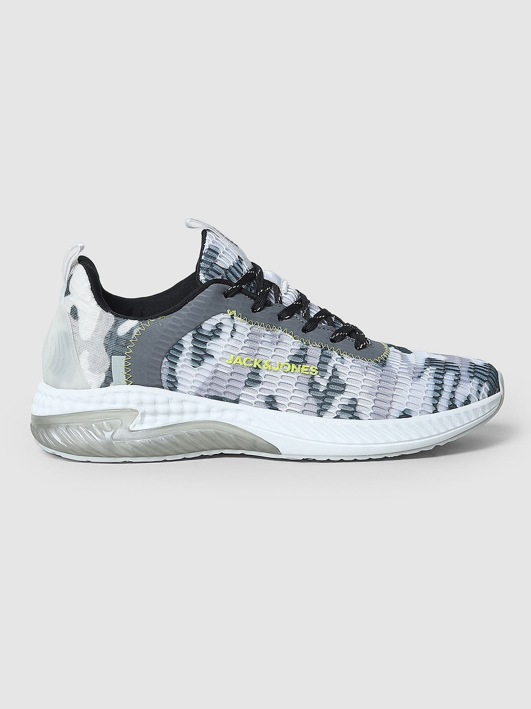 White Camo Print Mesh Sneakers