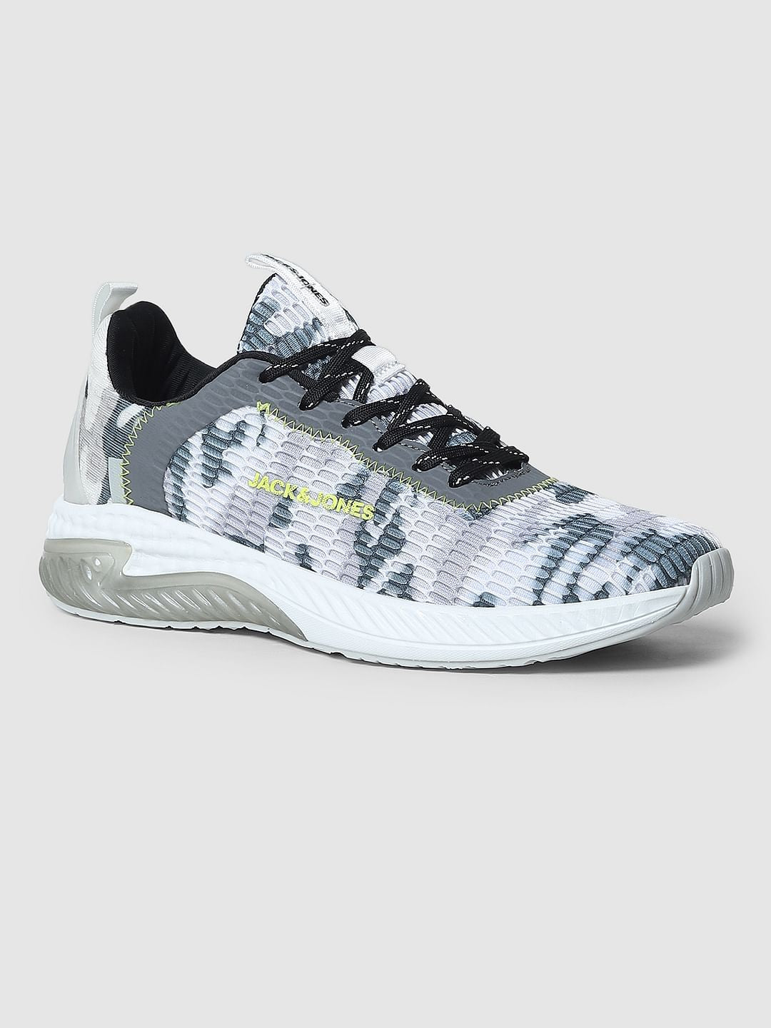 White Camo Print Mesh Sneakers