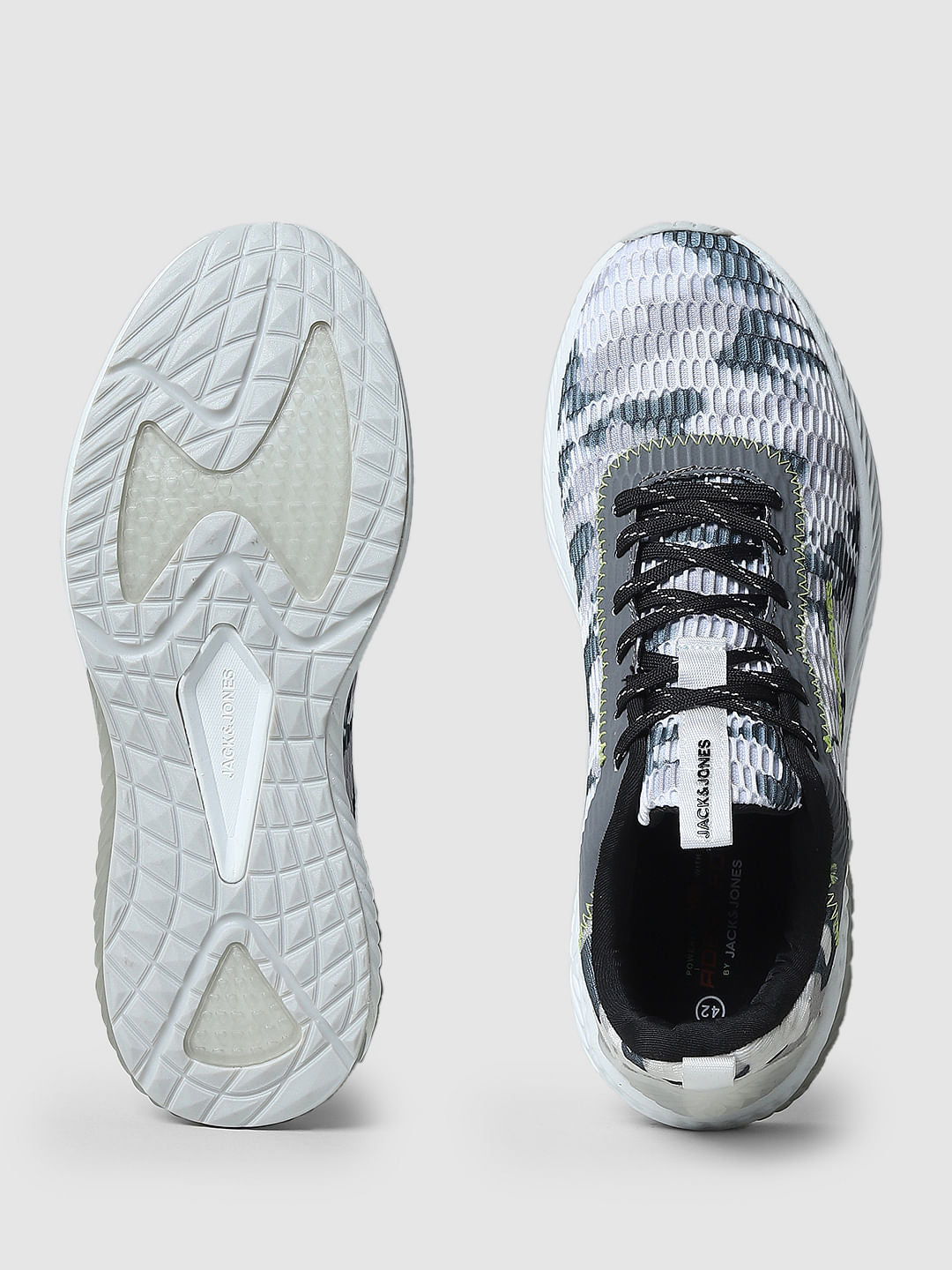 White Camo Print Mesh Sneakers