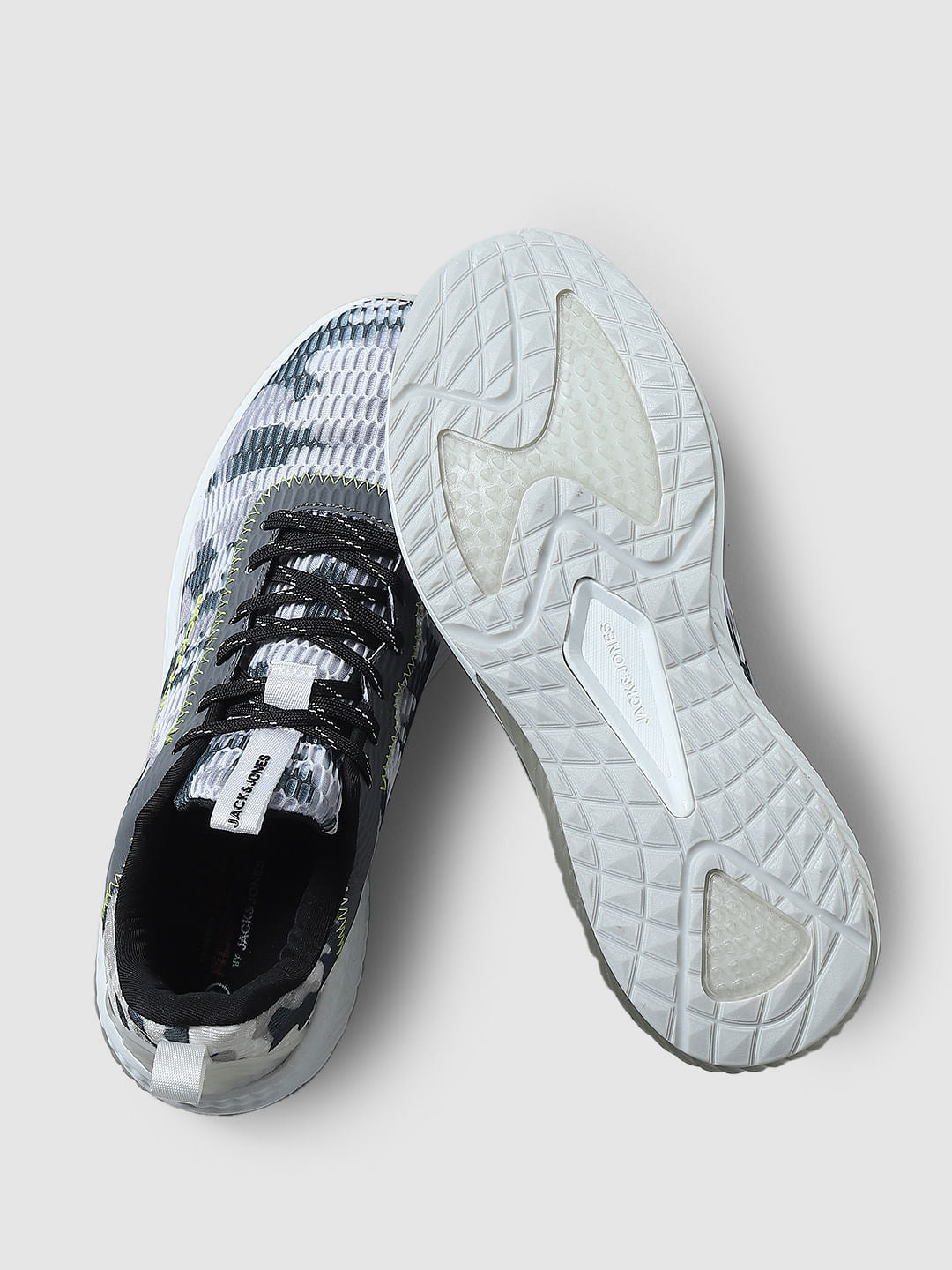 White Camo Print Mesh Sneakers