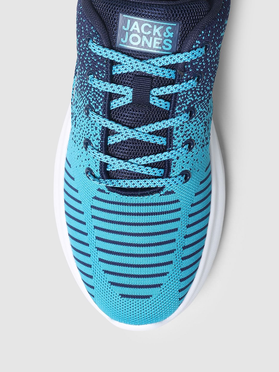 Aqua Blue Printed Mesh Sneakers