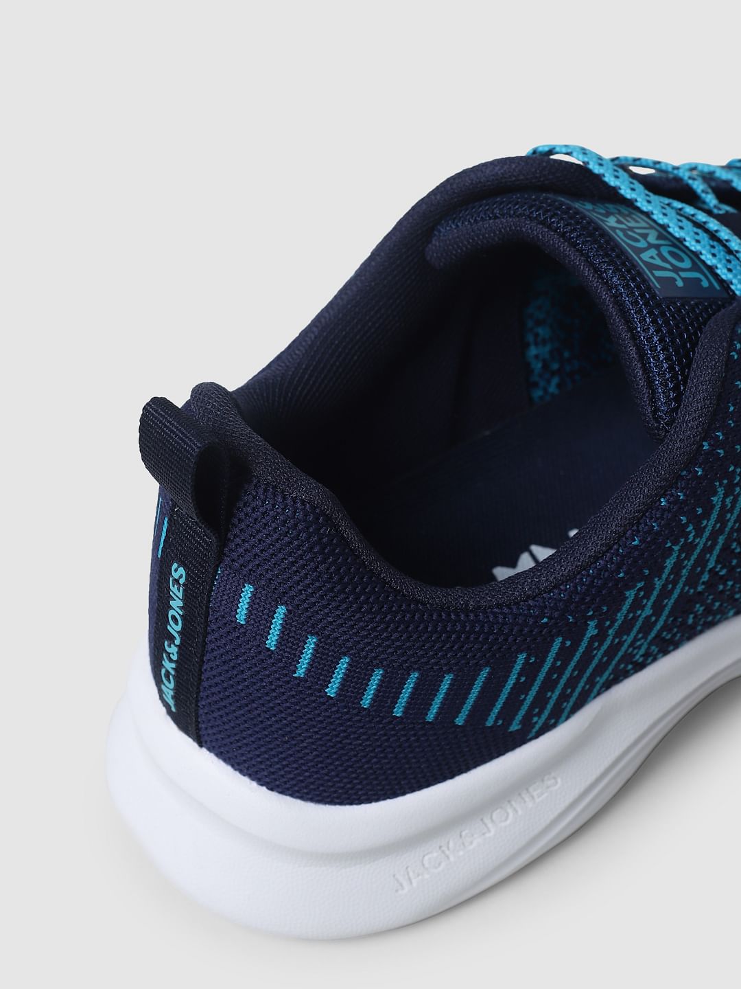Aqua Blue Printed Mesh Sneakers