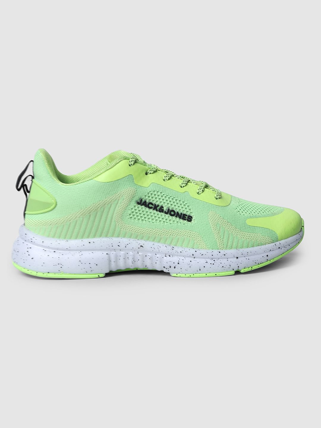 Neon Green Logo Print Mesh Sneakers