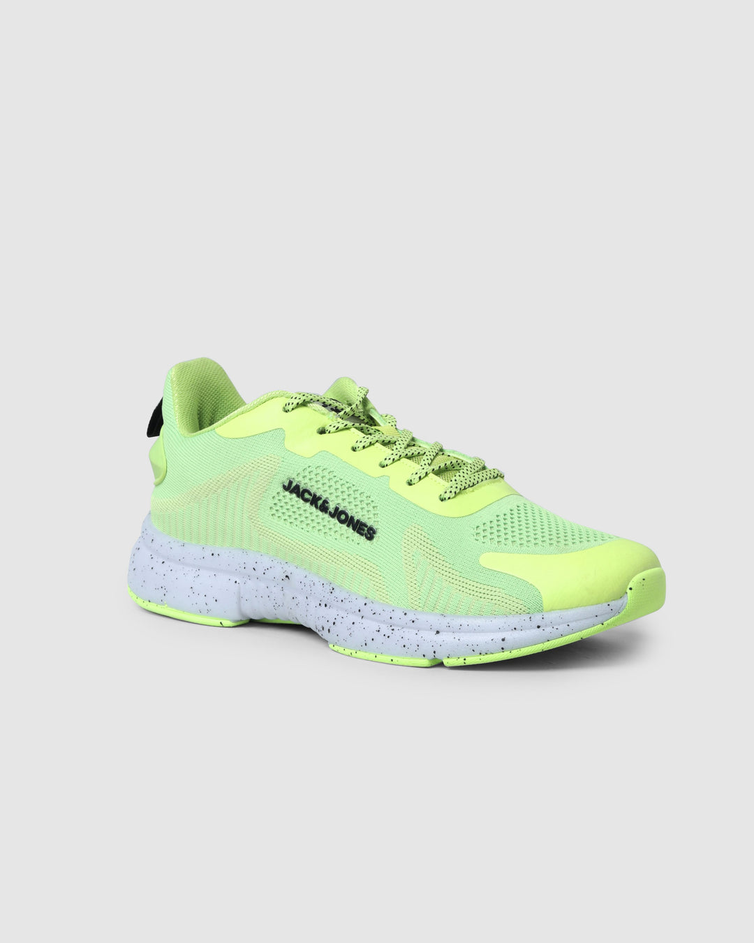 Neon Green Logo Print Mesh Sneakers