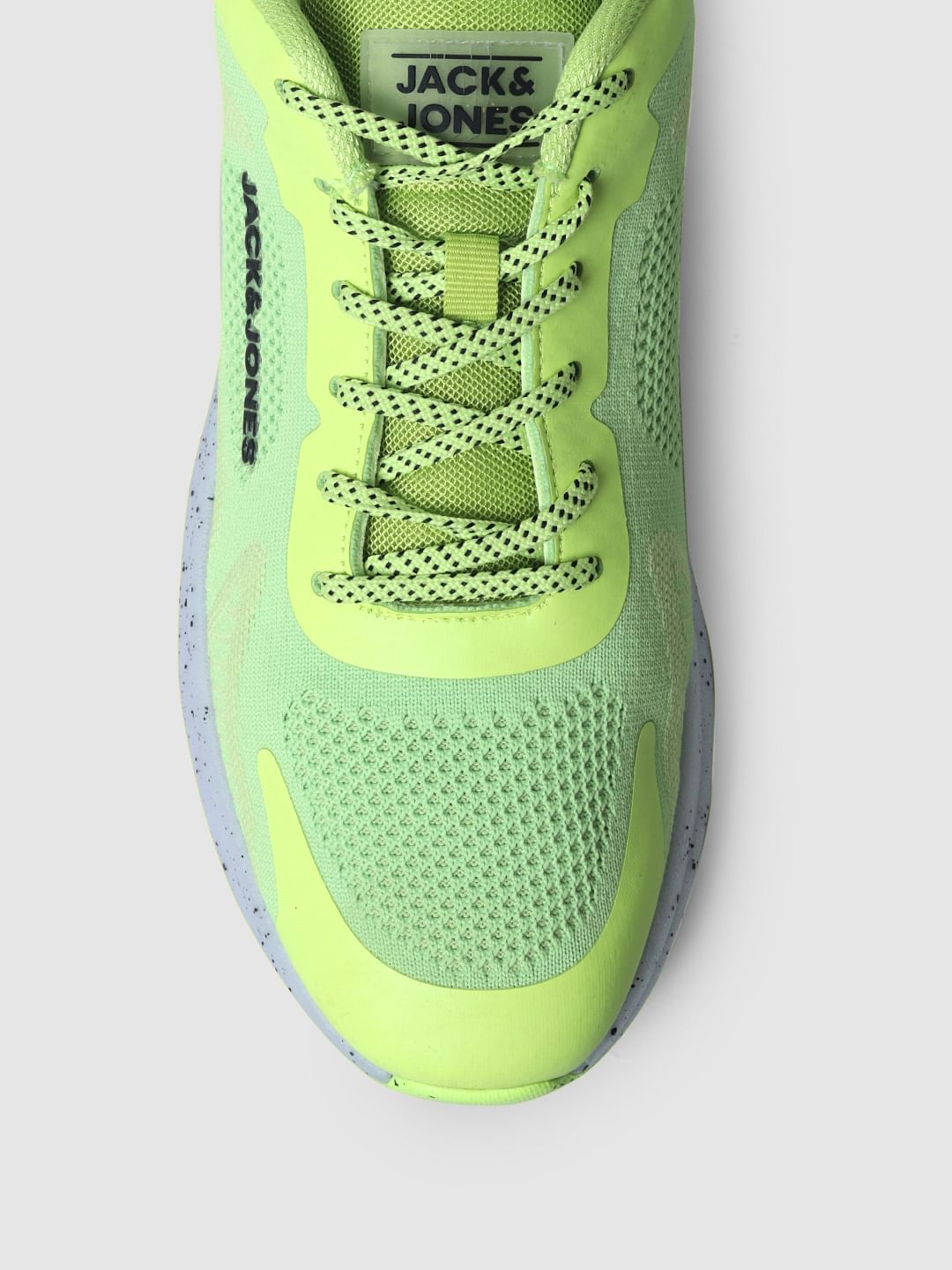 Neon Green Logo Print Mesh Sneakers