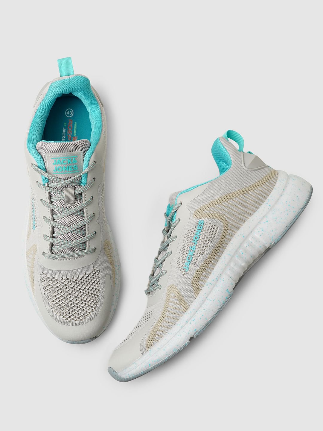 Grey Logo Print Mesh Sneakers