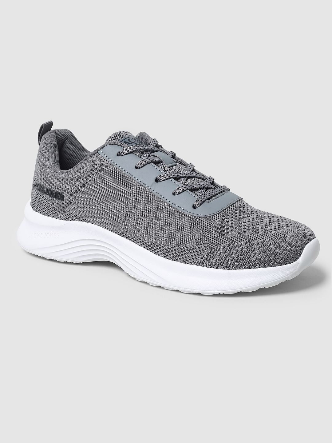 Grey Mesh Lace-Up Sneakers