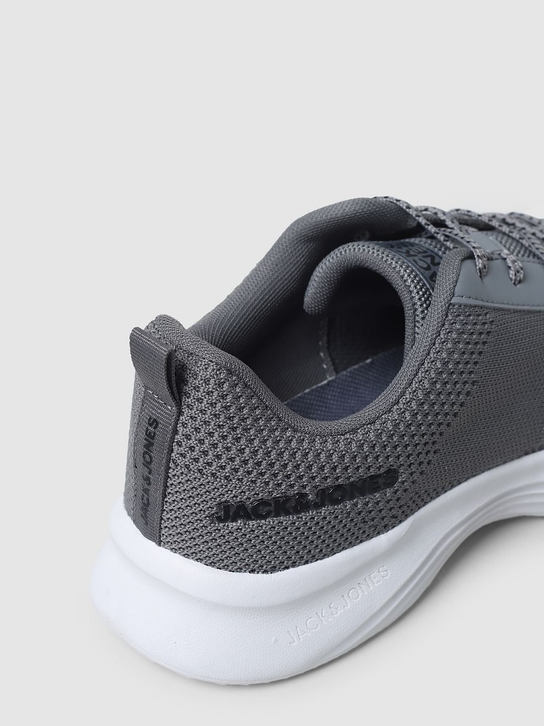 Grey Mesh Lace-Up Sneakers